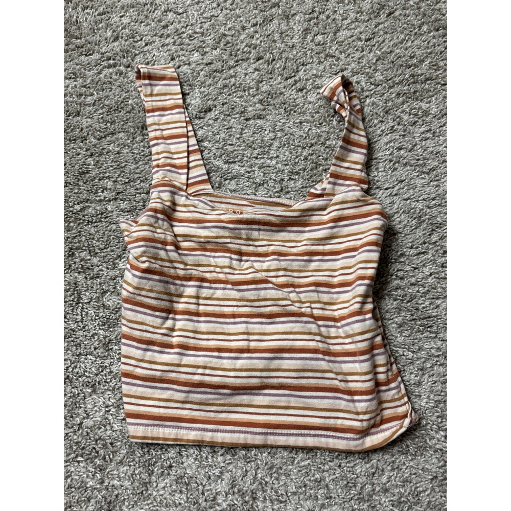 Aeropostale Womens Striped Cropped Tank Top Small Terracotta Mauve 8189AF20
